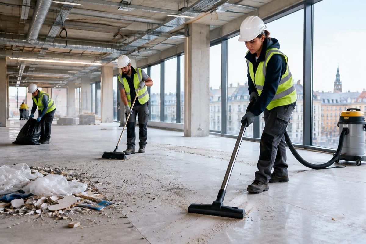 Bouw- en werfopkuis uitgevoerd door een professionele schoonmaker