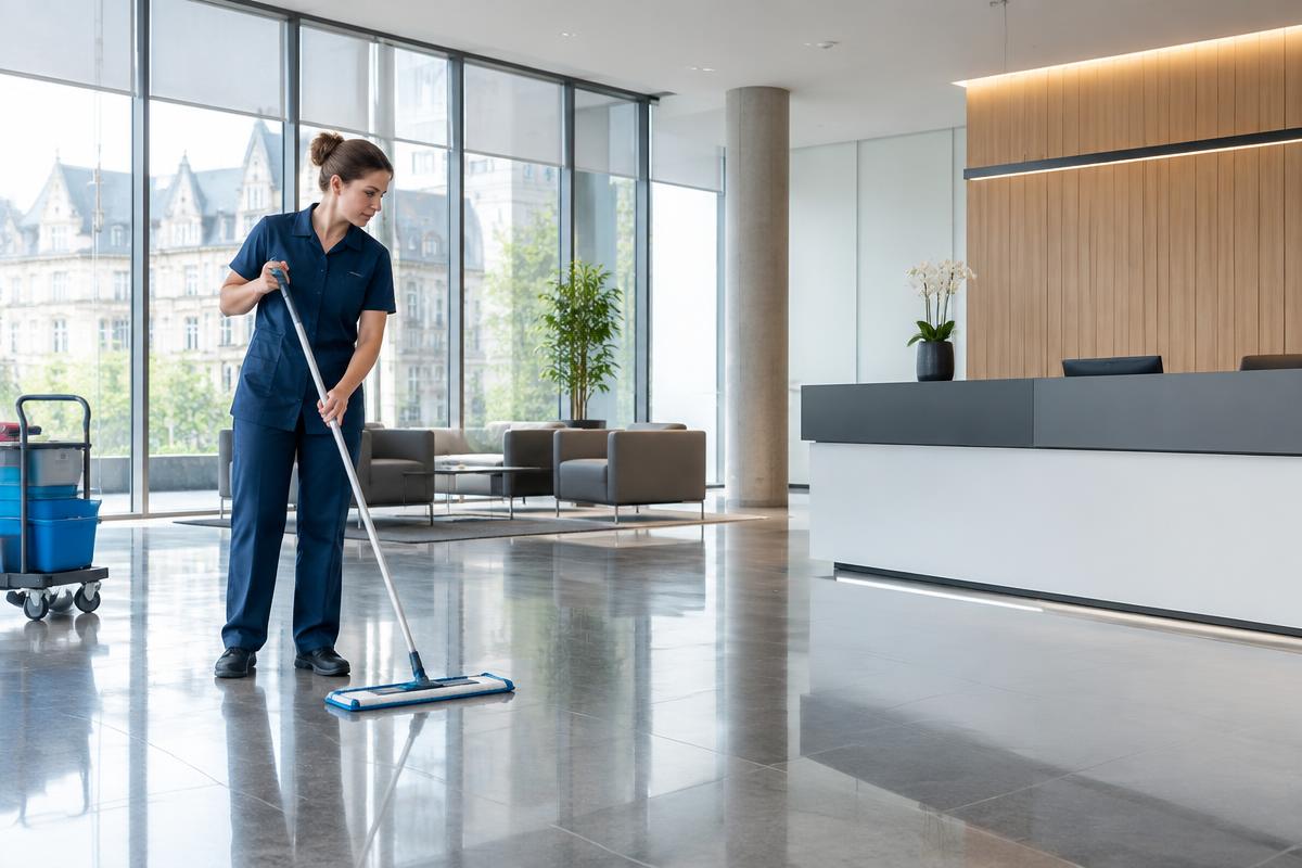 Schoonmaak van bedrijfspanden uitgevoerd door een professionele schoonmaker