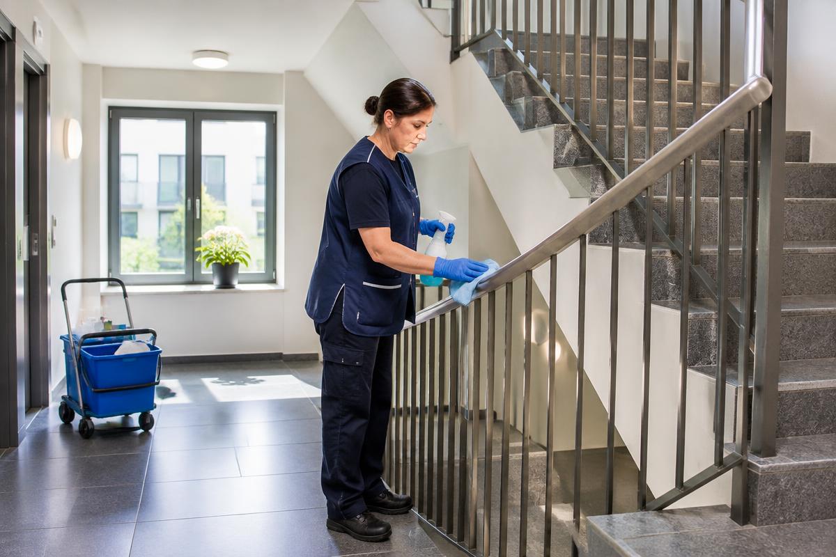 Schoonmaak van gemeenschappelijke delen uitgevoerd door een professionele schoonmaker