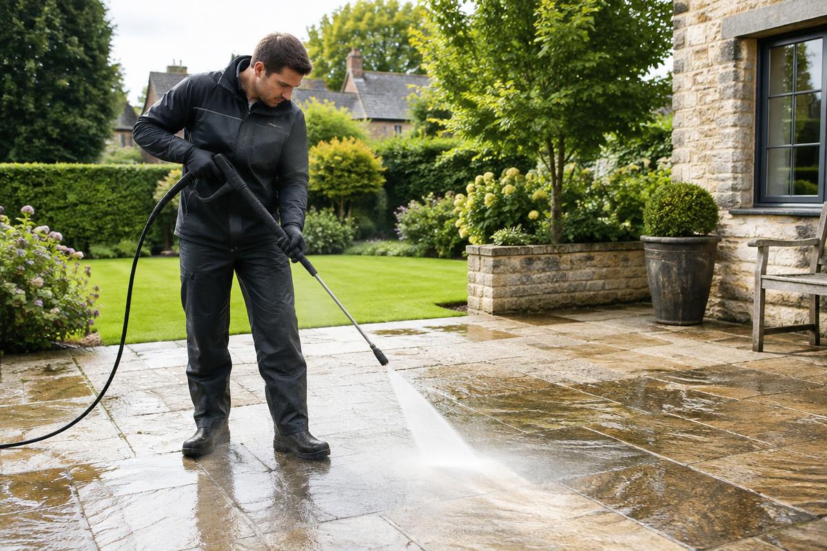 Terras reinigen uitgevoerd door een professionele schoonmaker